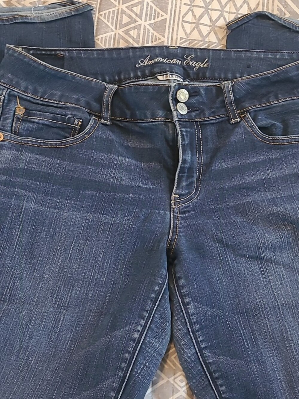 American Eagle Outfitters Dark Blue Artist Super Stretch Flare Jeans